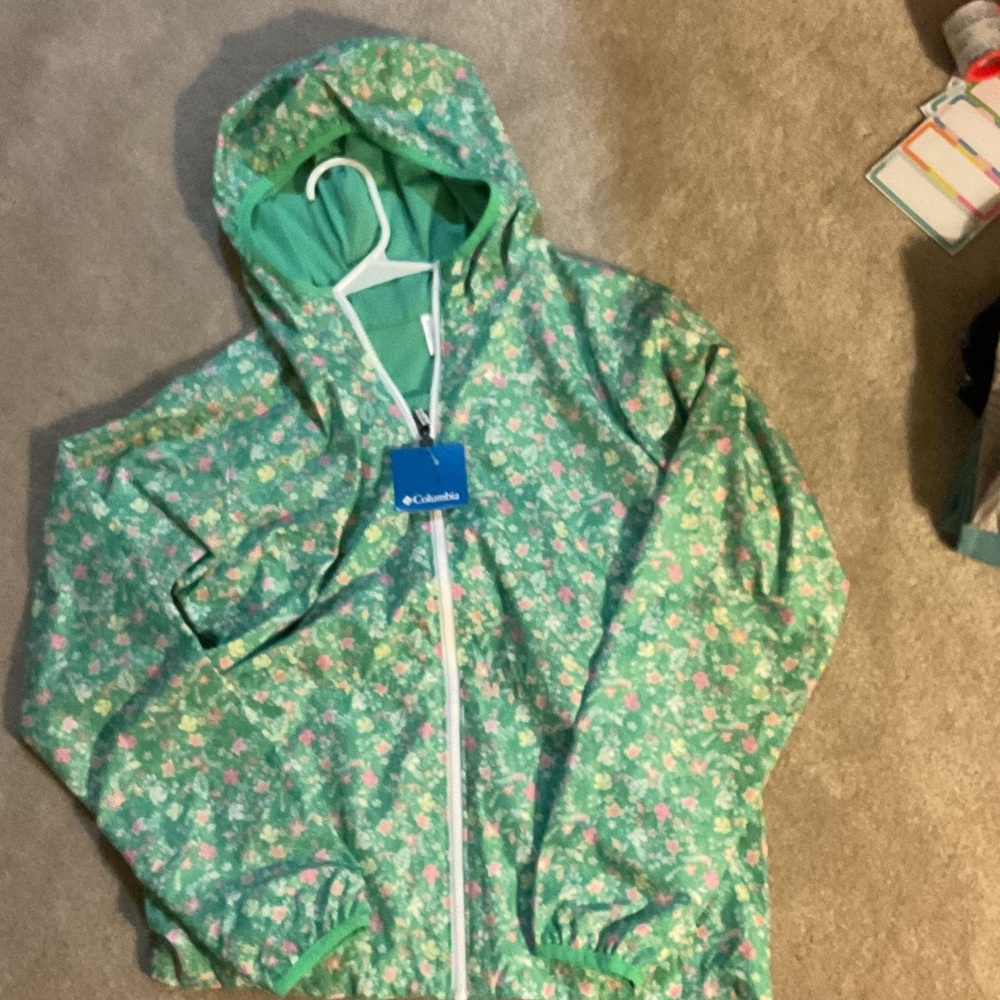 Columbia Mint Green Floral Zip Hoodie